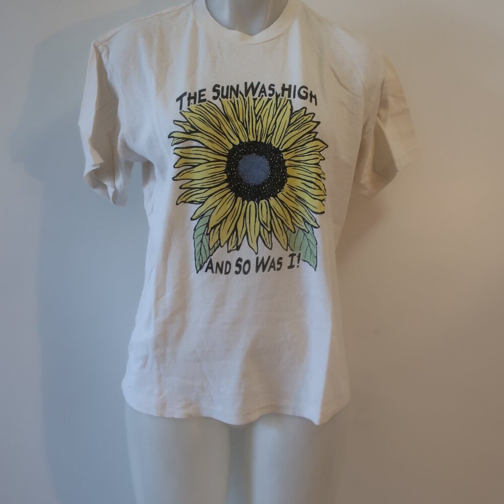 Re/Done Cream Graphic Tee with Yellow Sunflower - Picture 2 of 4